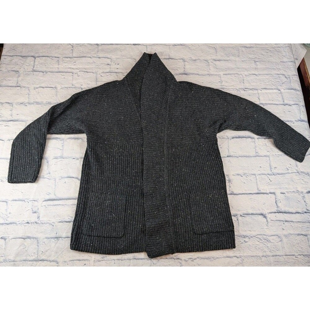Ann Taylor Womens Medium Cardigan Sweater Long Sleeve Gray Grandpa Sweater